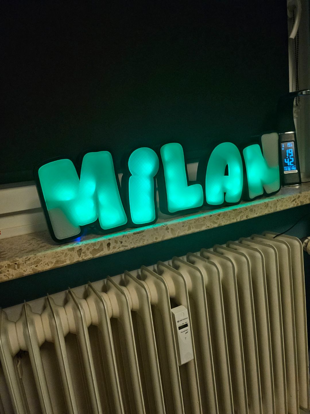 Light-up 3D printed name sign — Milan