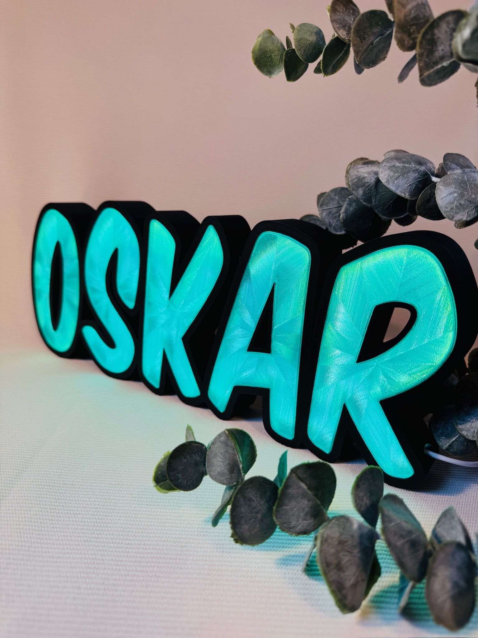 Light-up 3D printed name sign