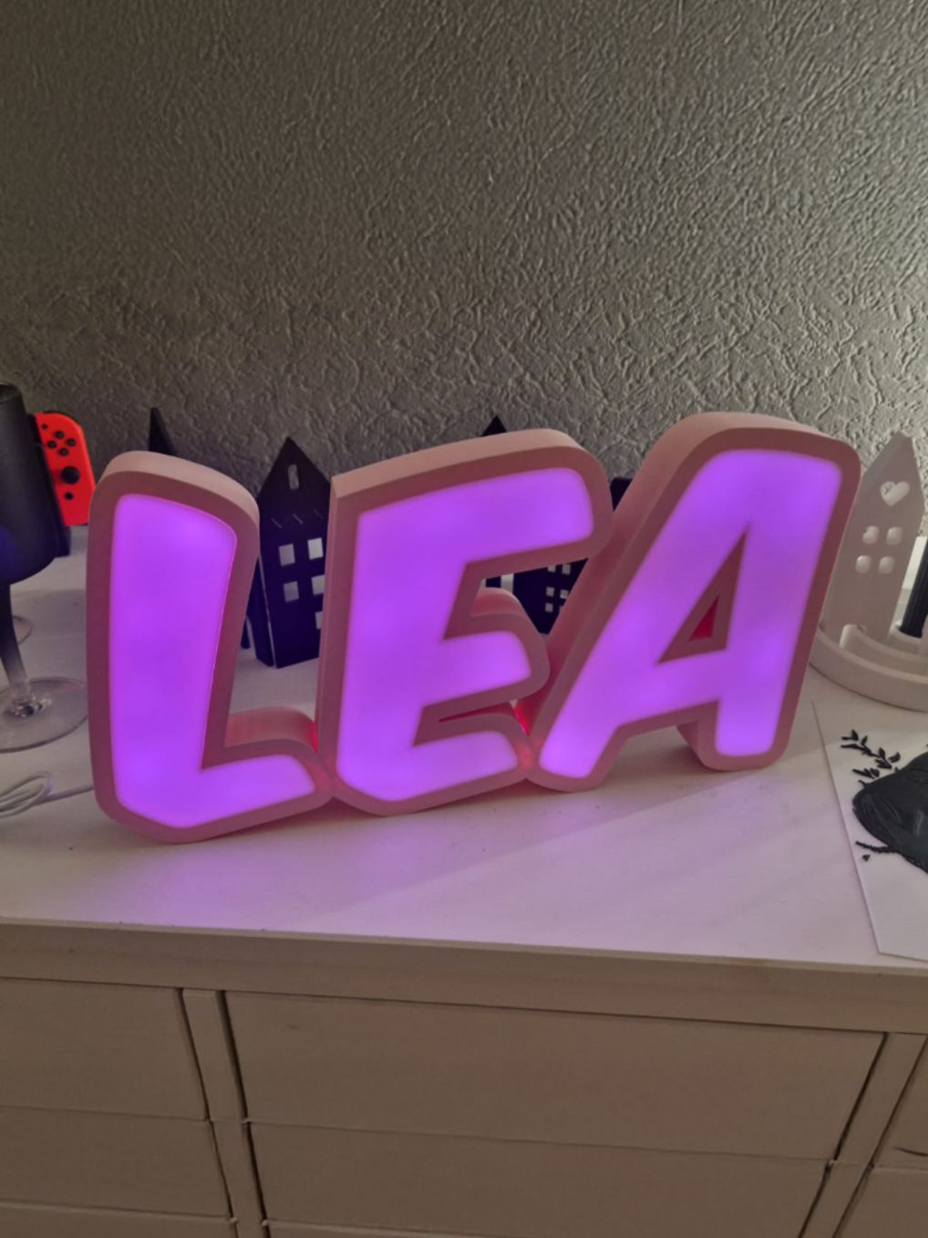 Light-up 3D printed name sign — LEA